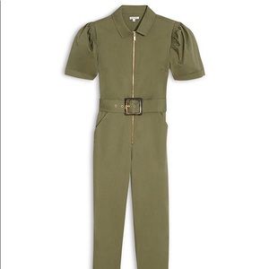 WeWoreWhat Belted Puff Sleeve Jumpsuit in Burnt Olive - Medium